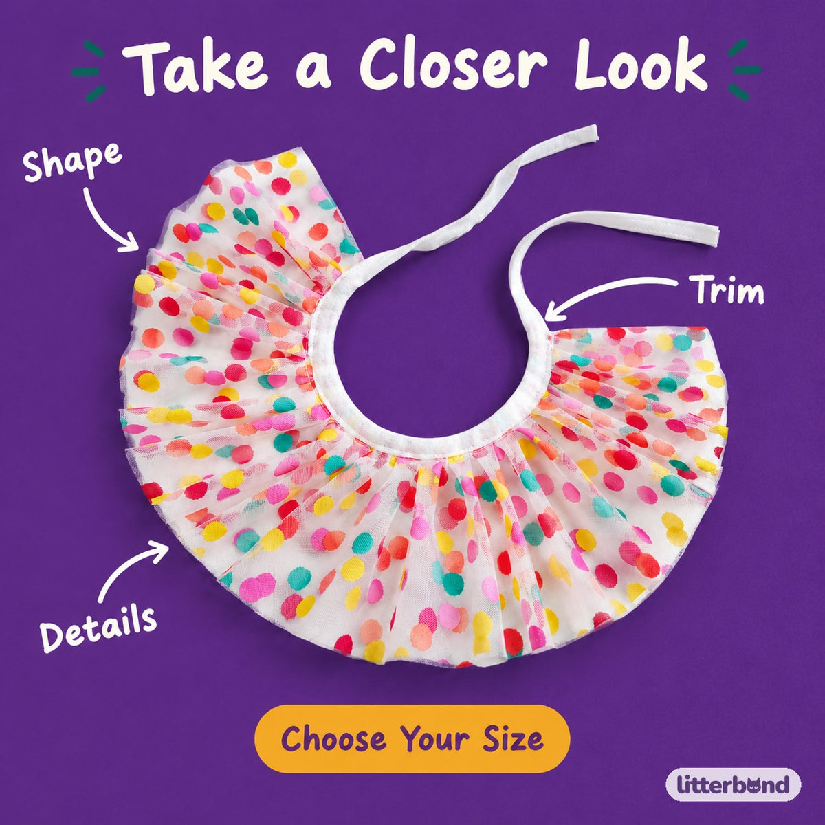 Sheer Confetti Dot Ruffle Collar - close-up details