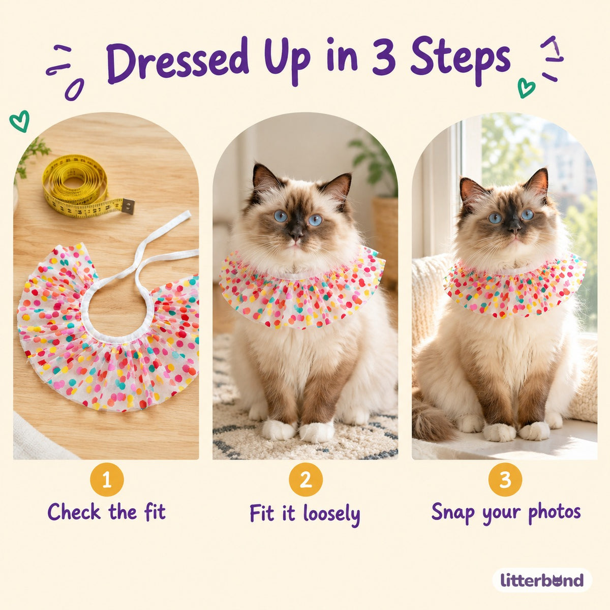 Sheer Confetti Dot Ruffle Collar - how to put it on