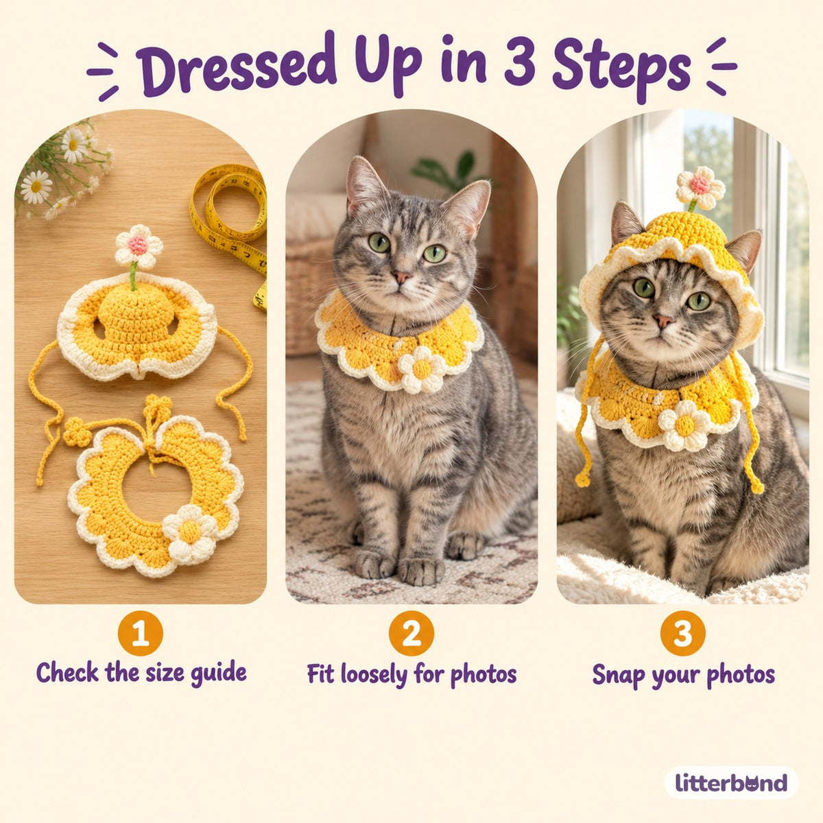 Daisy & Bunny Hat and Collar Options - how to put it on