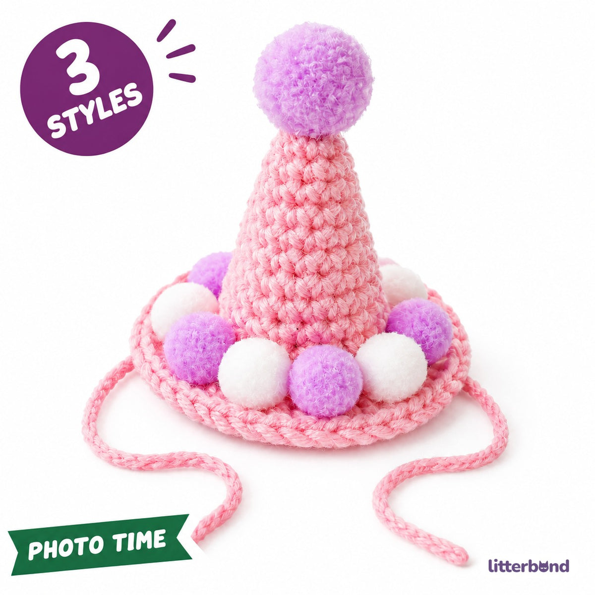Pom-Pom Ring Crochet Party Hat