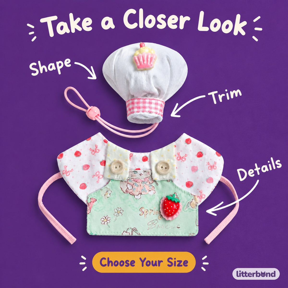Chef Hat & Bib Options - close-up details