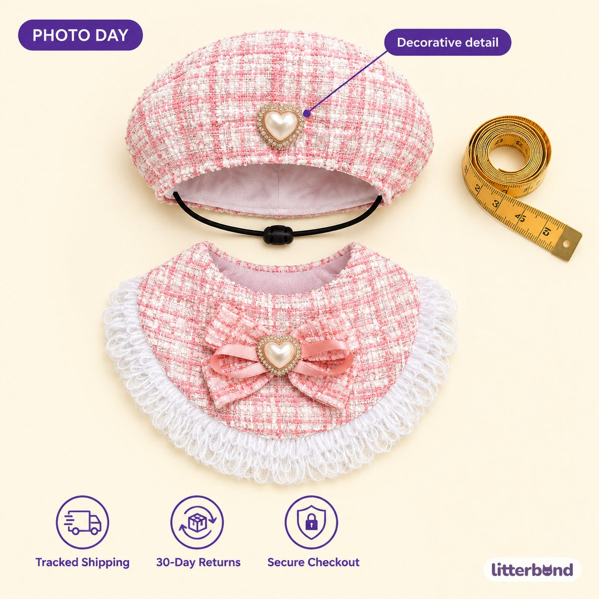 Tweed Fringe Hat & Bib Options - size and details