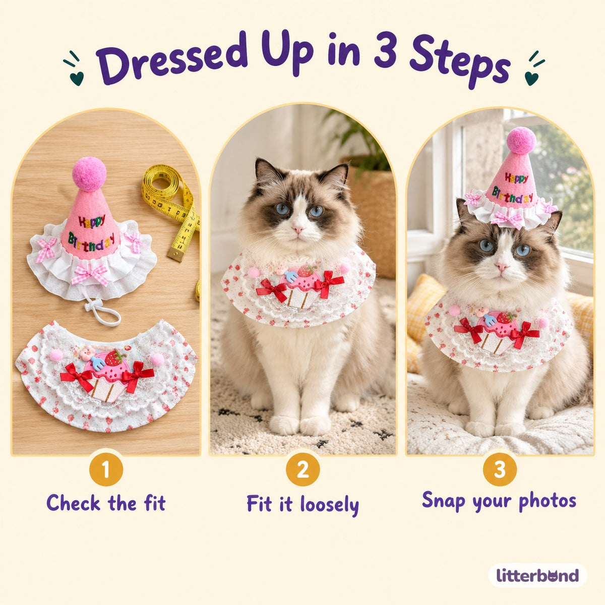 Birthday Hat & Bib Options - how to put it on