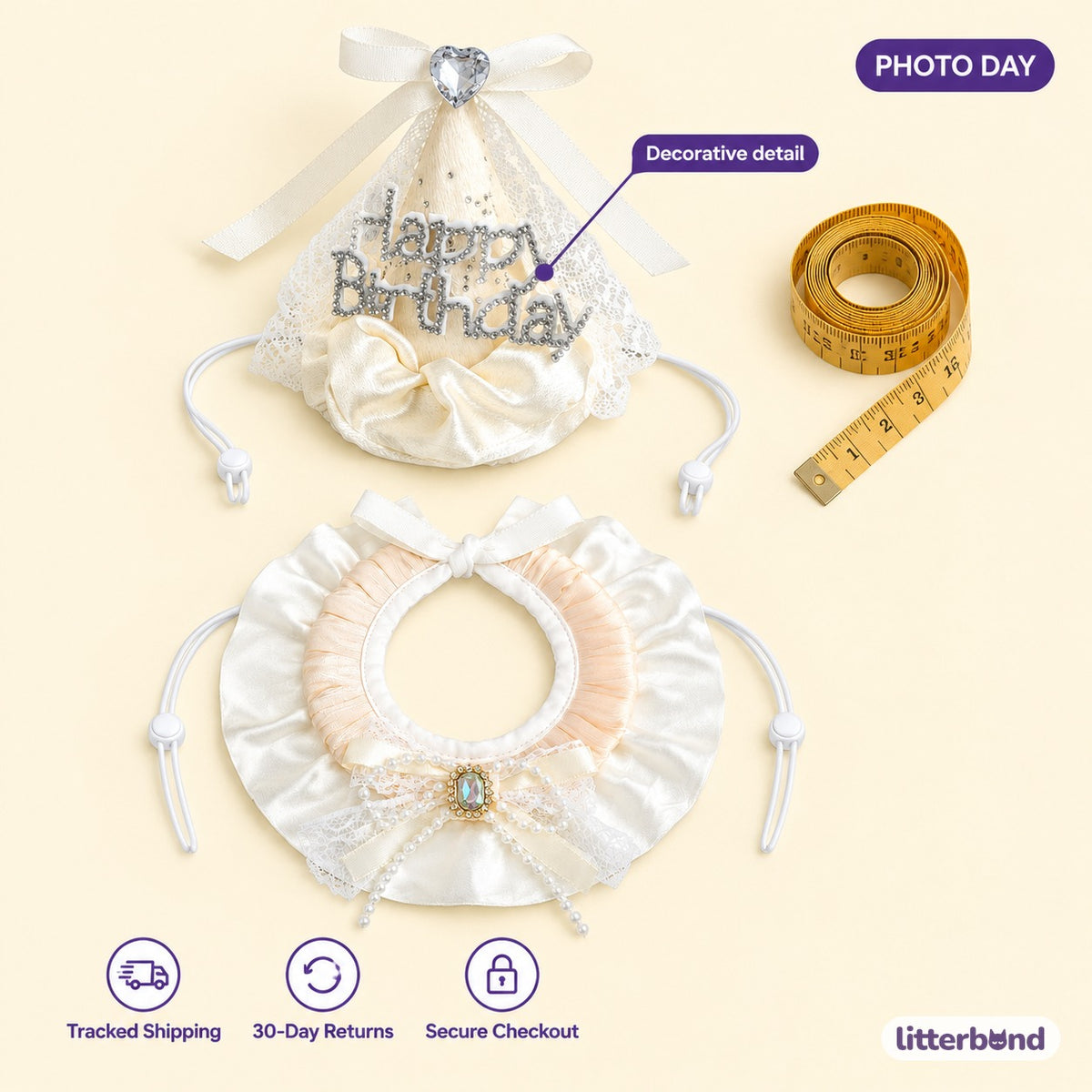 Lace Birthday Hat & Collar Options - size and details