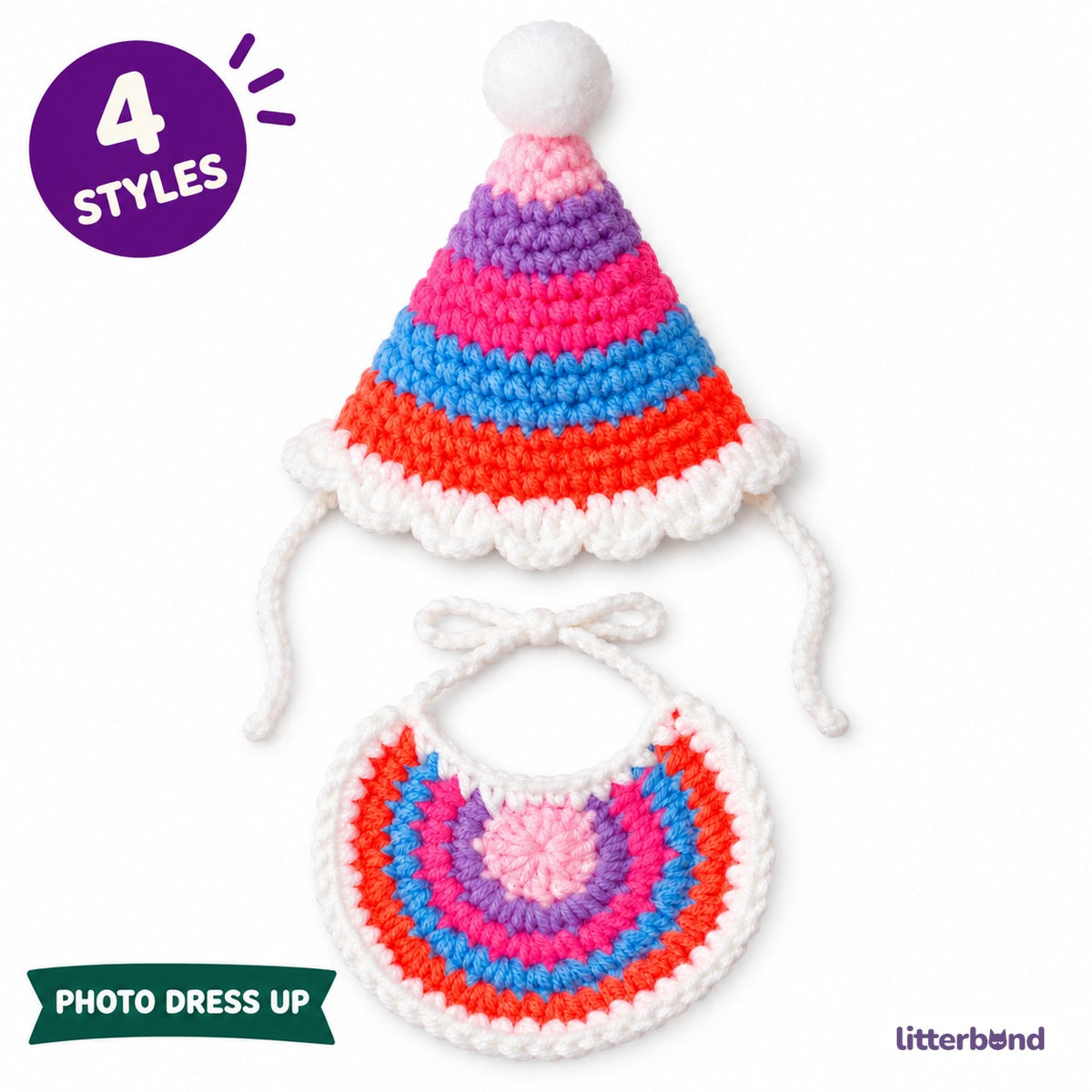 Striped Crochet Hat & Bib Options