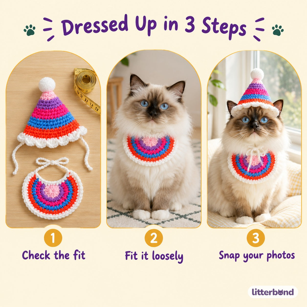 Striped Crochet Hat & Bib Options - how to put it on