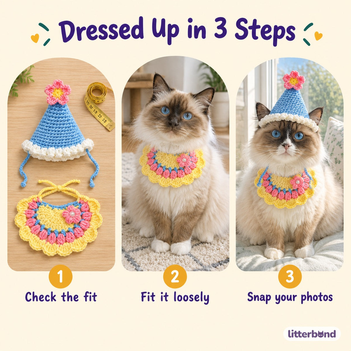 Flower Party Hat & Collar Options - how to put it on
