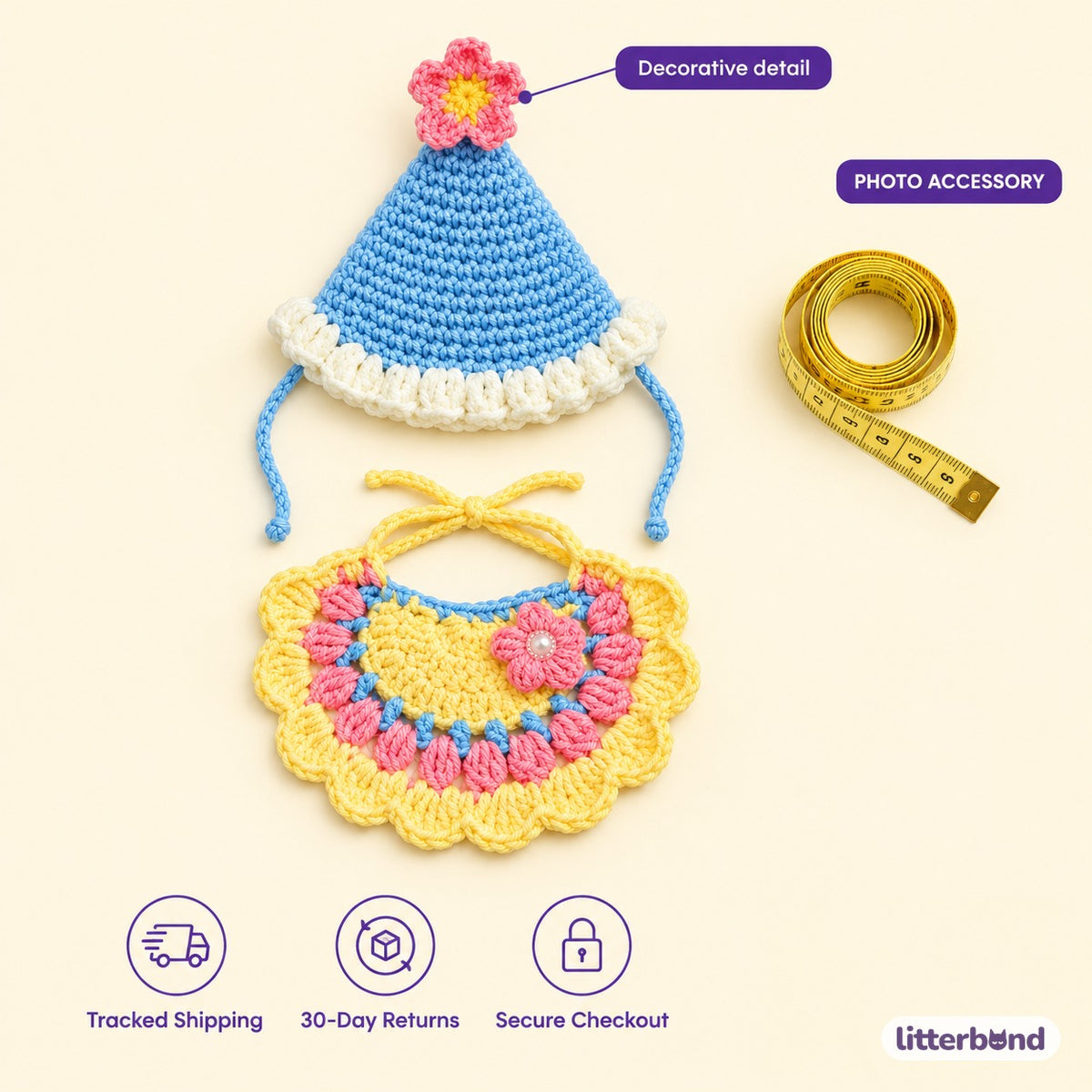 Flower Party Hat & Collar Options - size and details