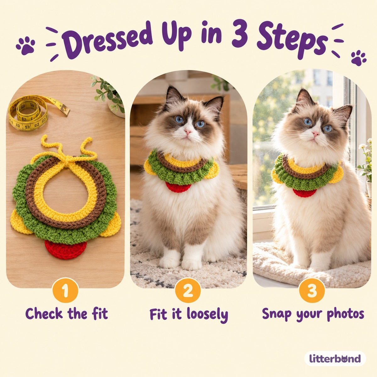 Crochet Burger Hat & Collar Options - how to put it on