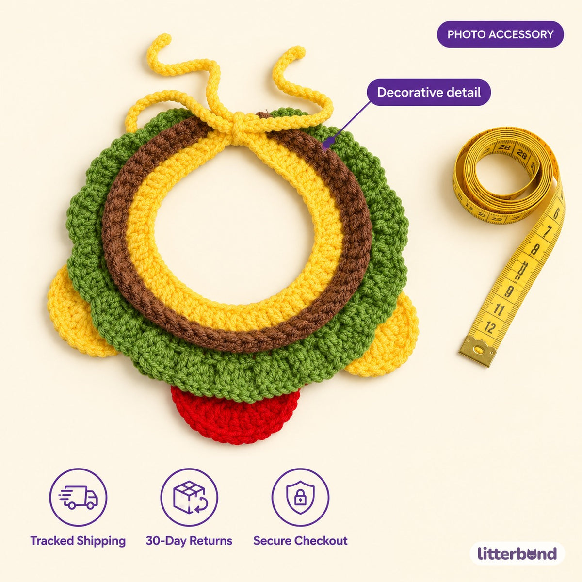 Crochet Burger Hat & Collar Options - size and details