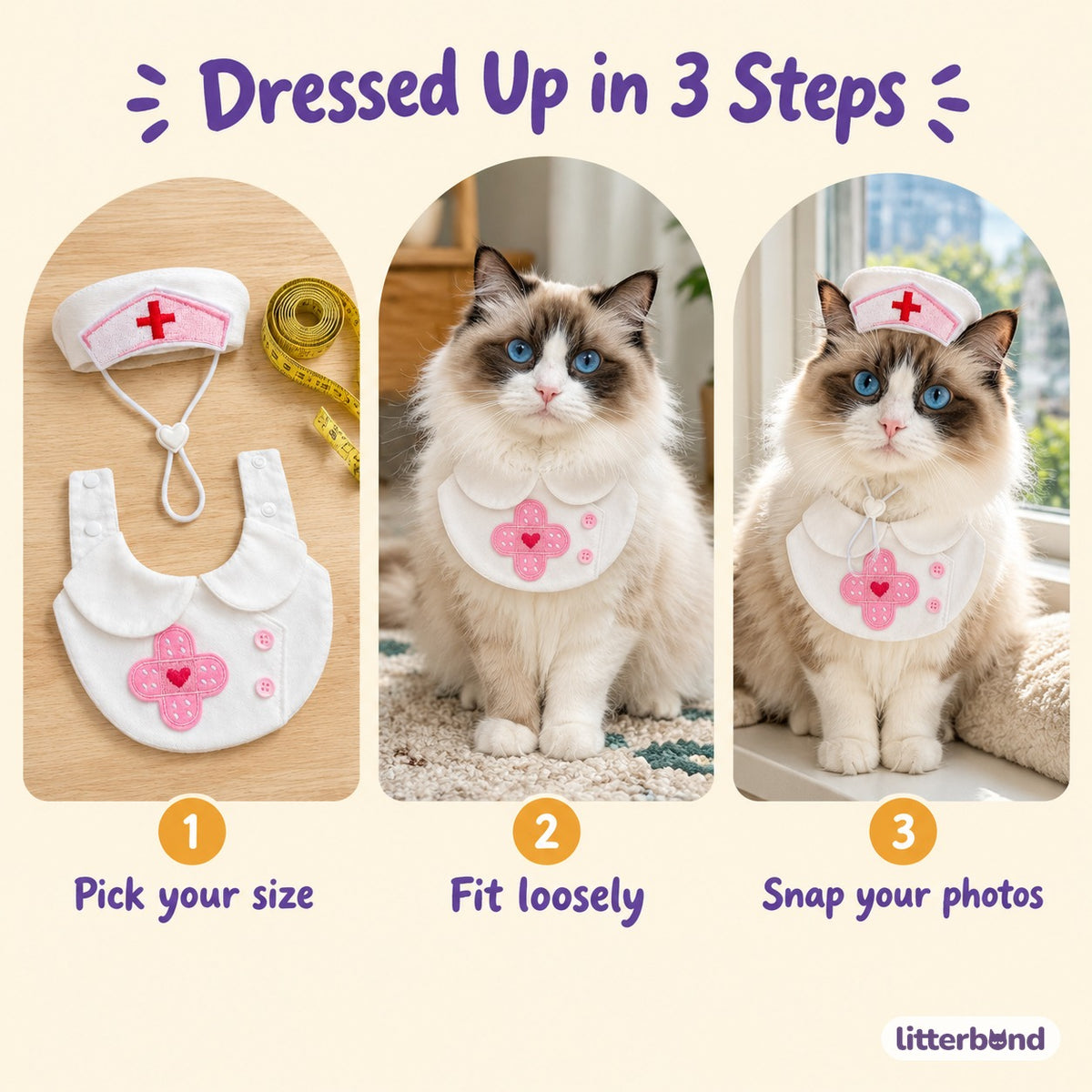 Nurse Costume Bib & Set Options - how to put it on