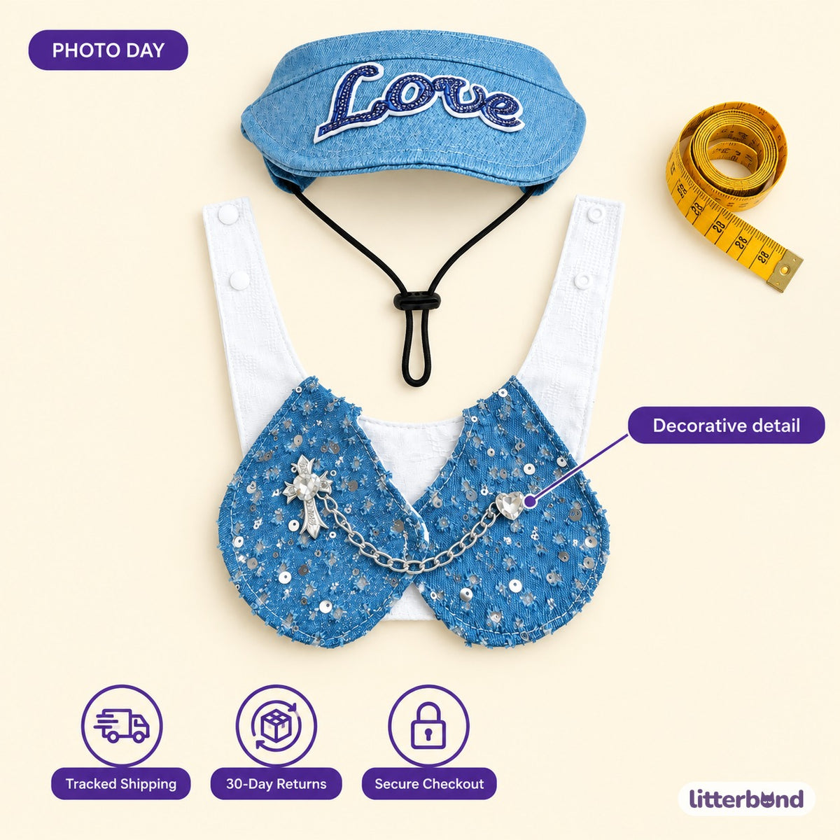 Denim Visor & Bib Options - size and details
