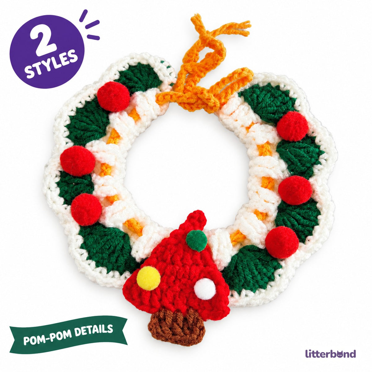 Christmas Pom-Pom Crochet Collar