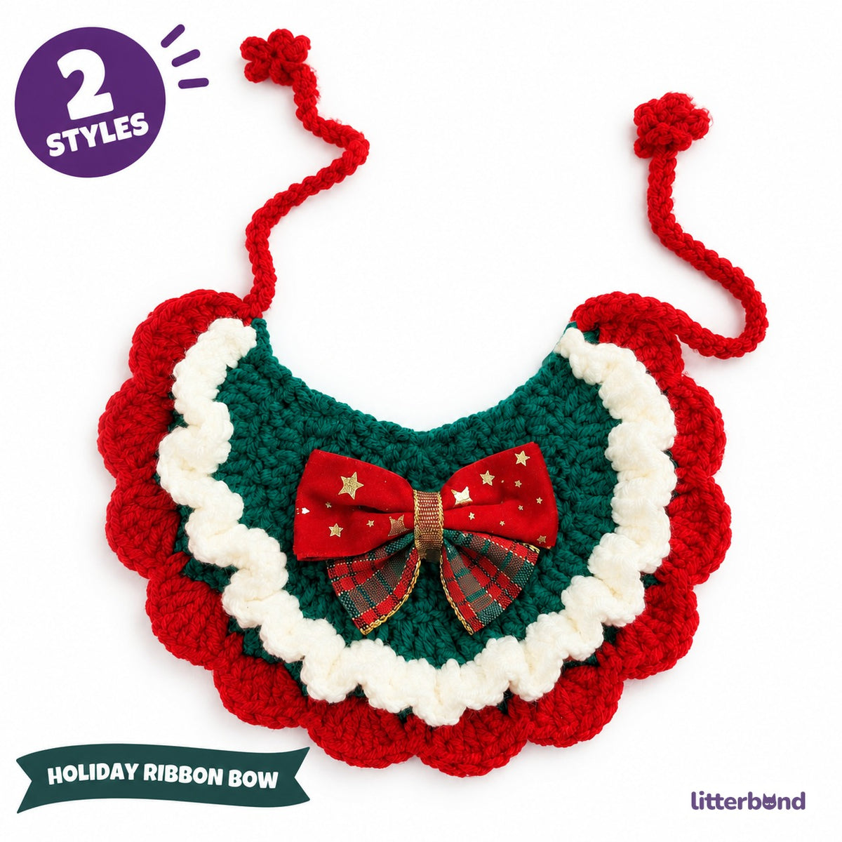 Christmas Bow Ruffle Bib