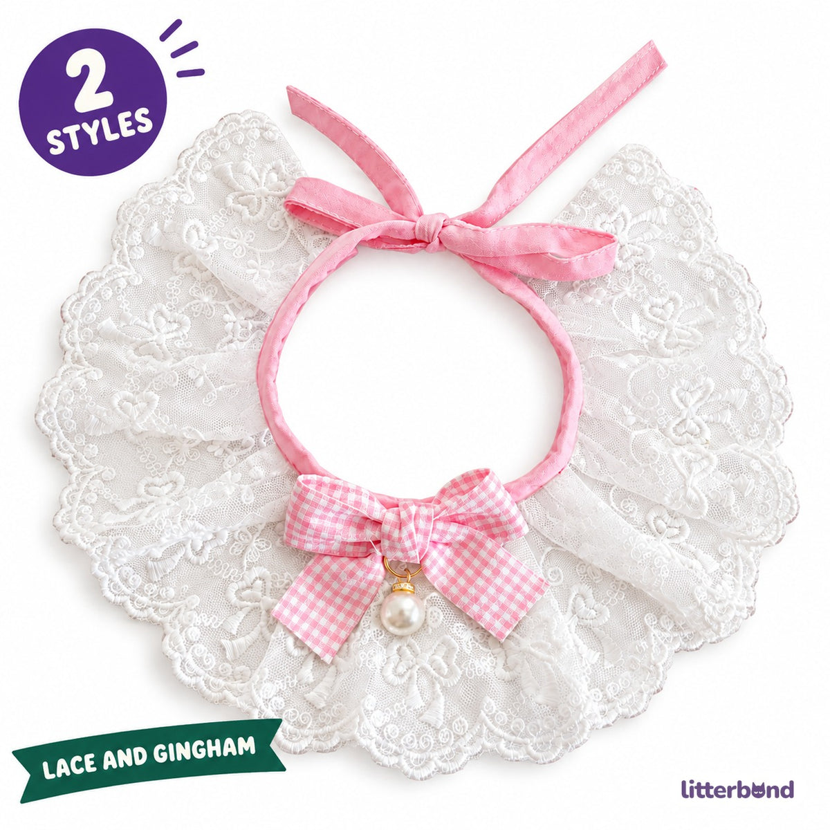 Gingham Bow Lace Collar