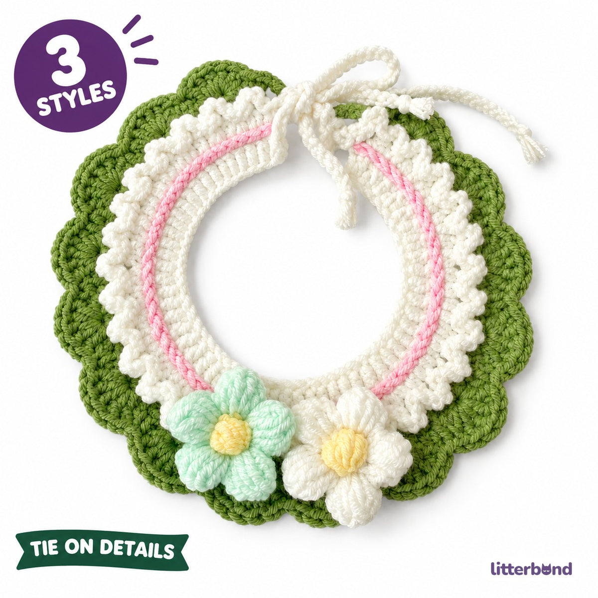 Double Flower Layered Crochet Collar