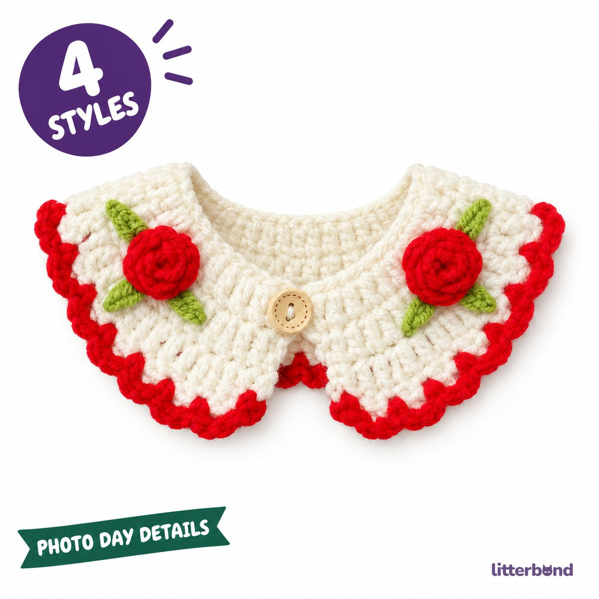 Rose Button Crochet Collar
