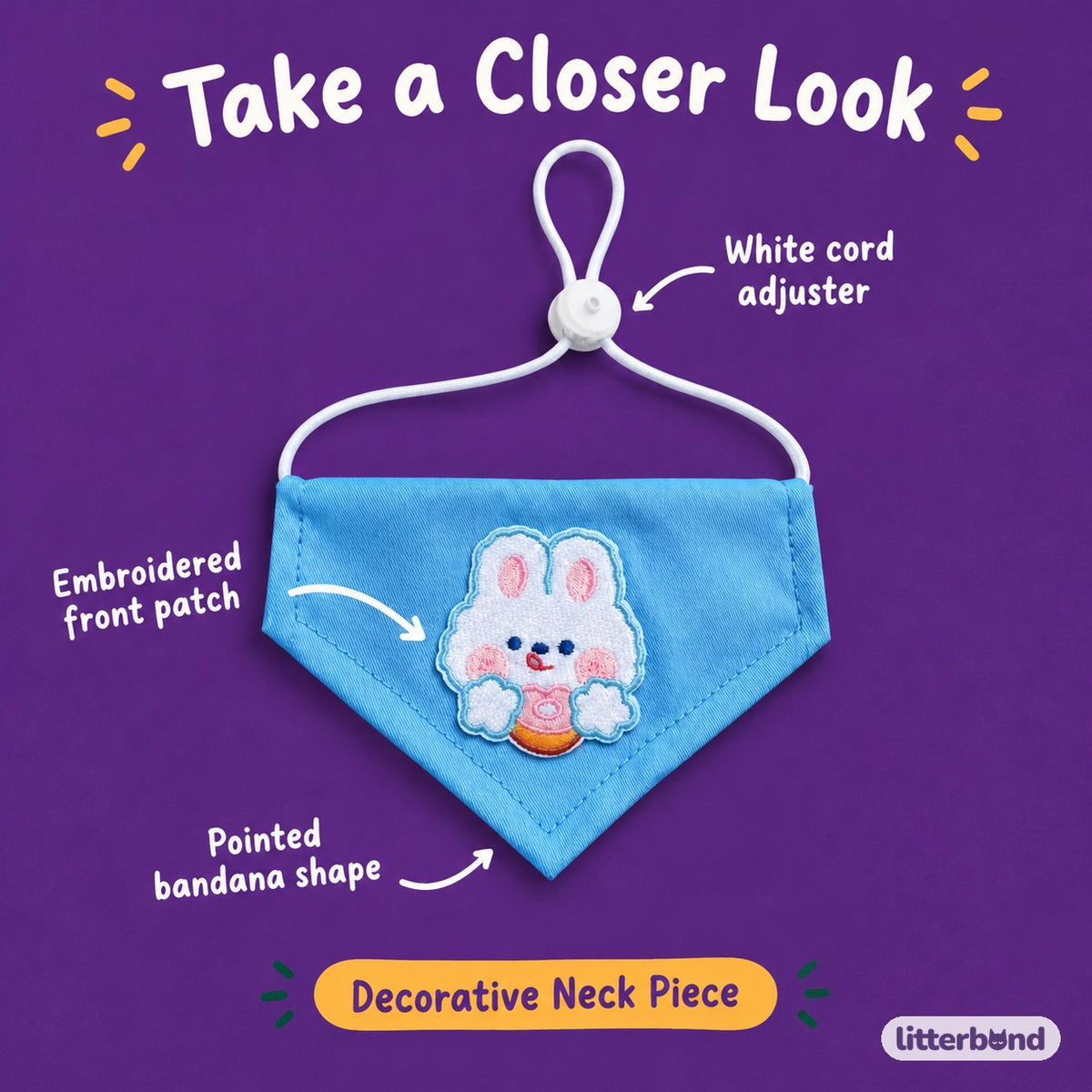 Playful Patch Triangle Bandana - close-up details