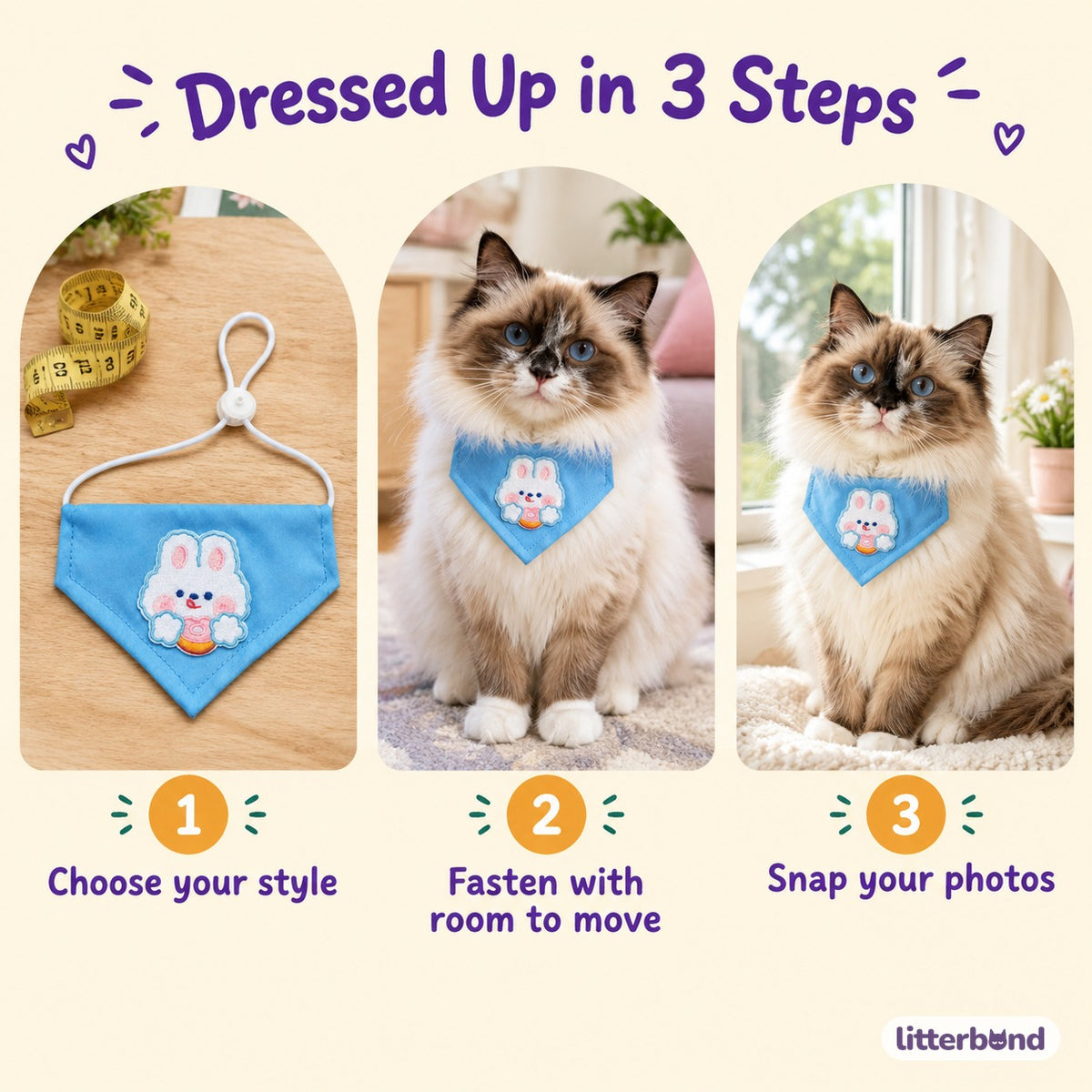 Playful Patch Triangle Bandana - how to put it on