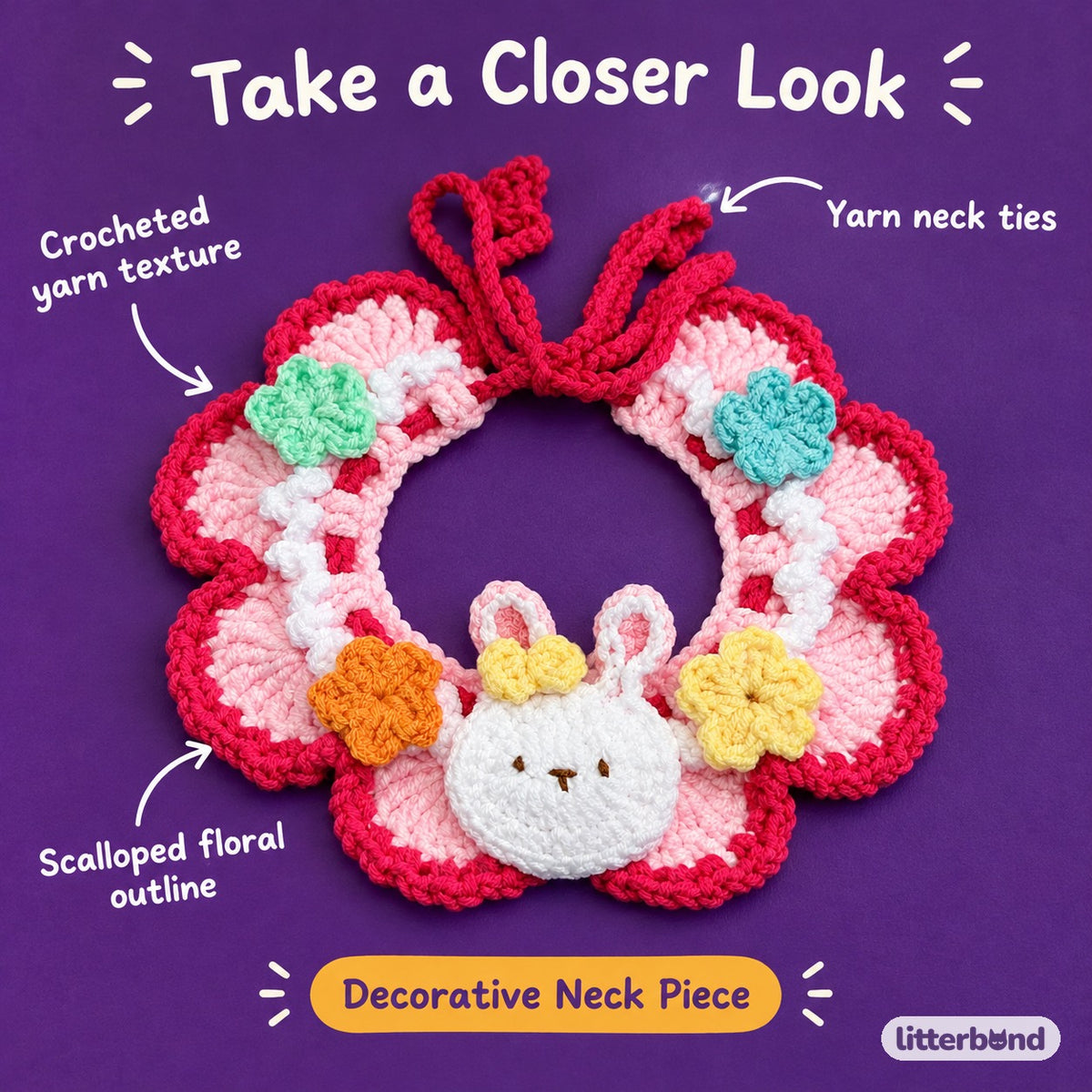 Garden Crochet Neck Ruffle - close-up details
