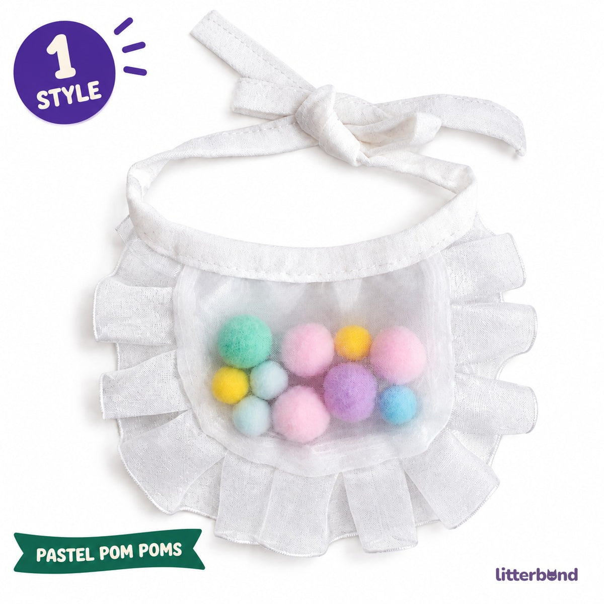 Pastel Pom-Pom Ruffle Bib