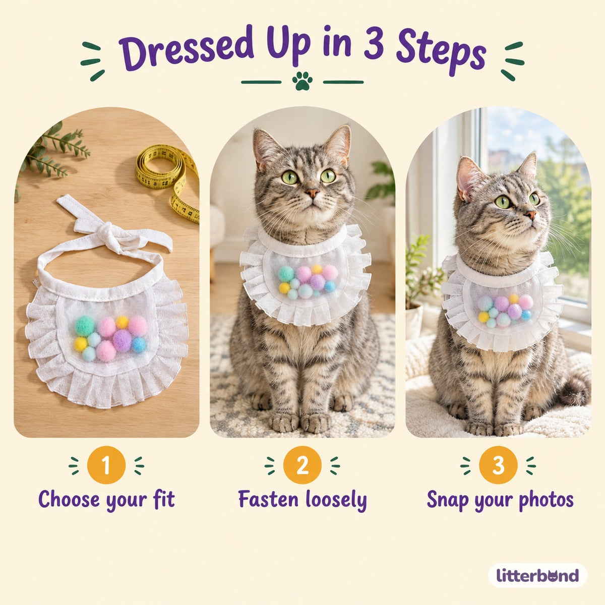 Pastel Pom-Pom Ruffle Bib - how to put it on