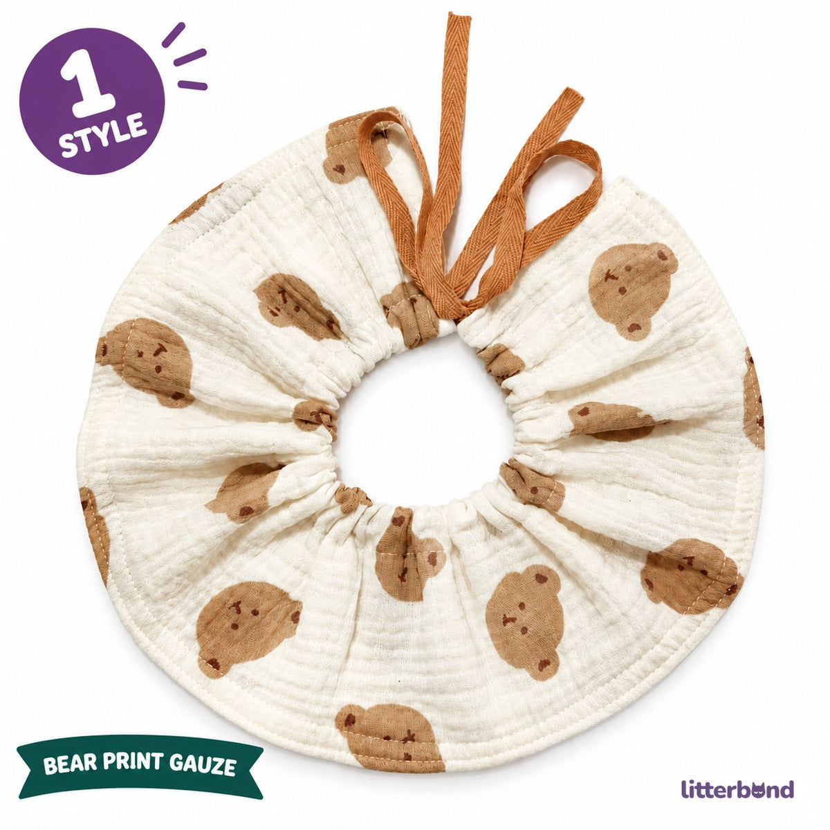 Bear Print Gauze Ruffle