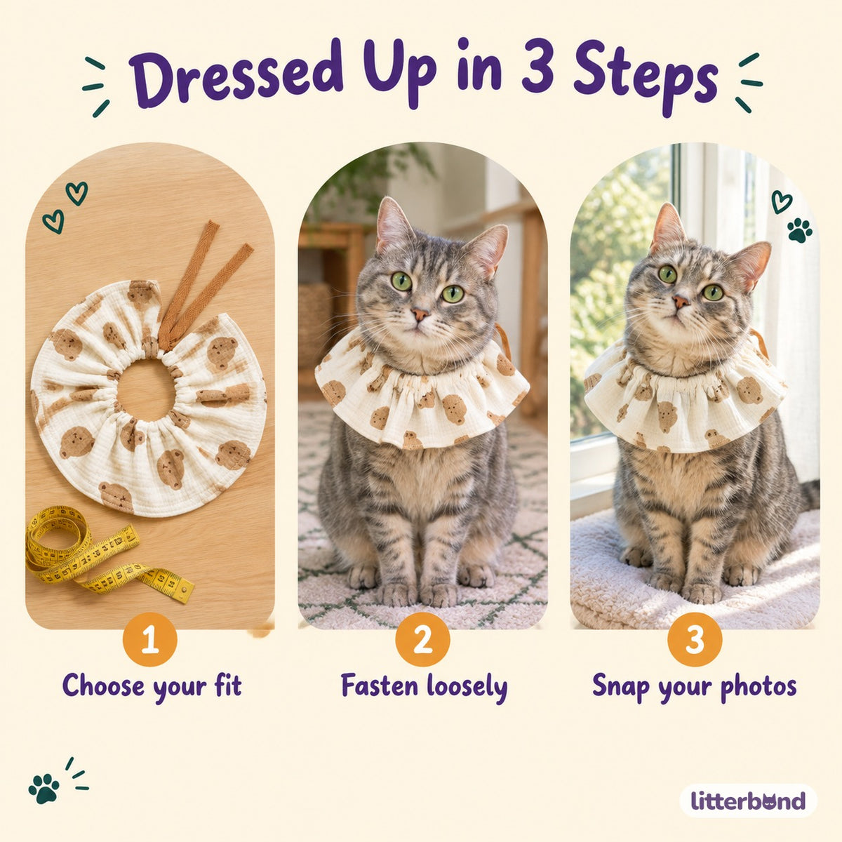 Bear Print Gauze Ruffle - how to put it on