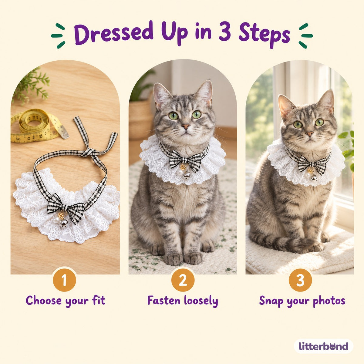 Checked Bow Lace Ruffle - how to put it on