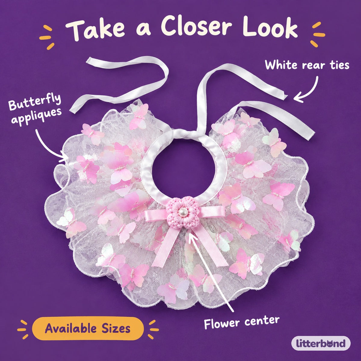 Butterfly Flower Tulle Ruffle - close-up details