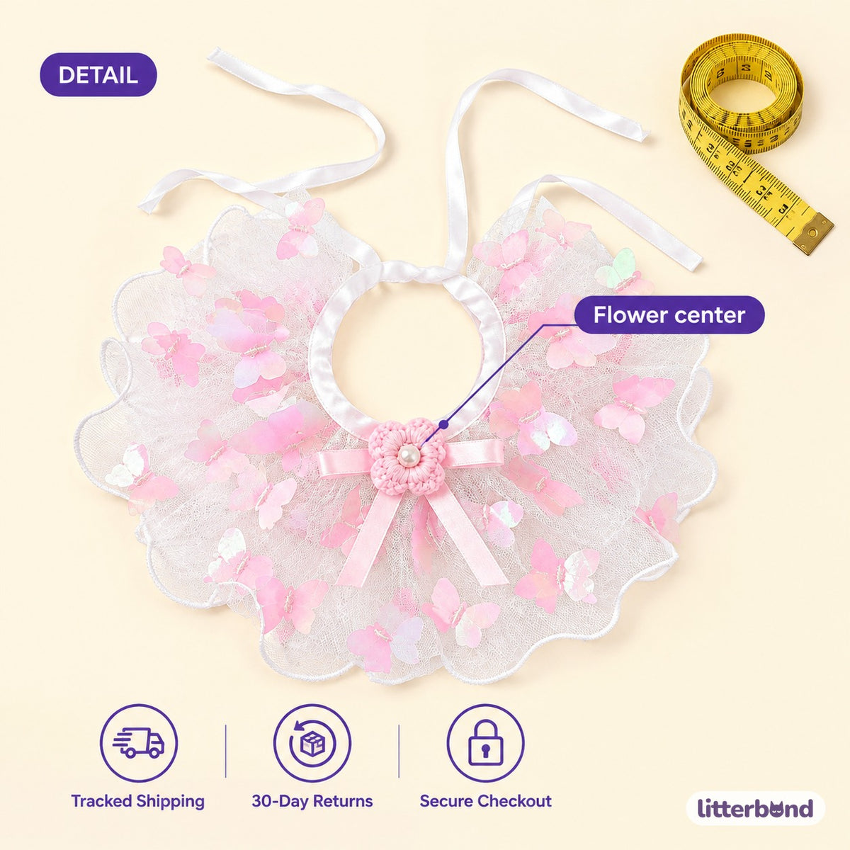 Butterfly Flower Tulle Ruffle - size and details