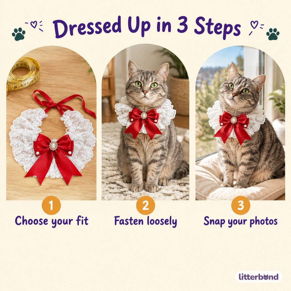 Pearl Center Lace Bow Ruffle - how to put it on