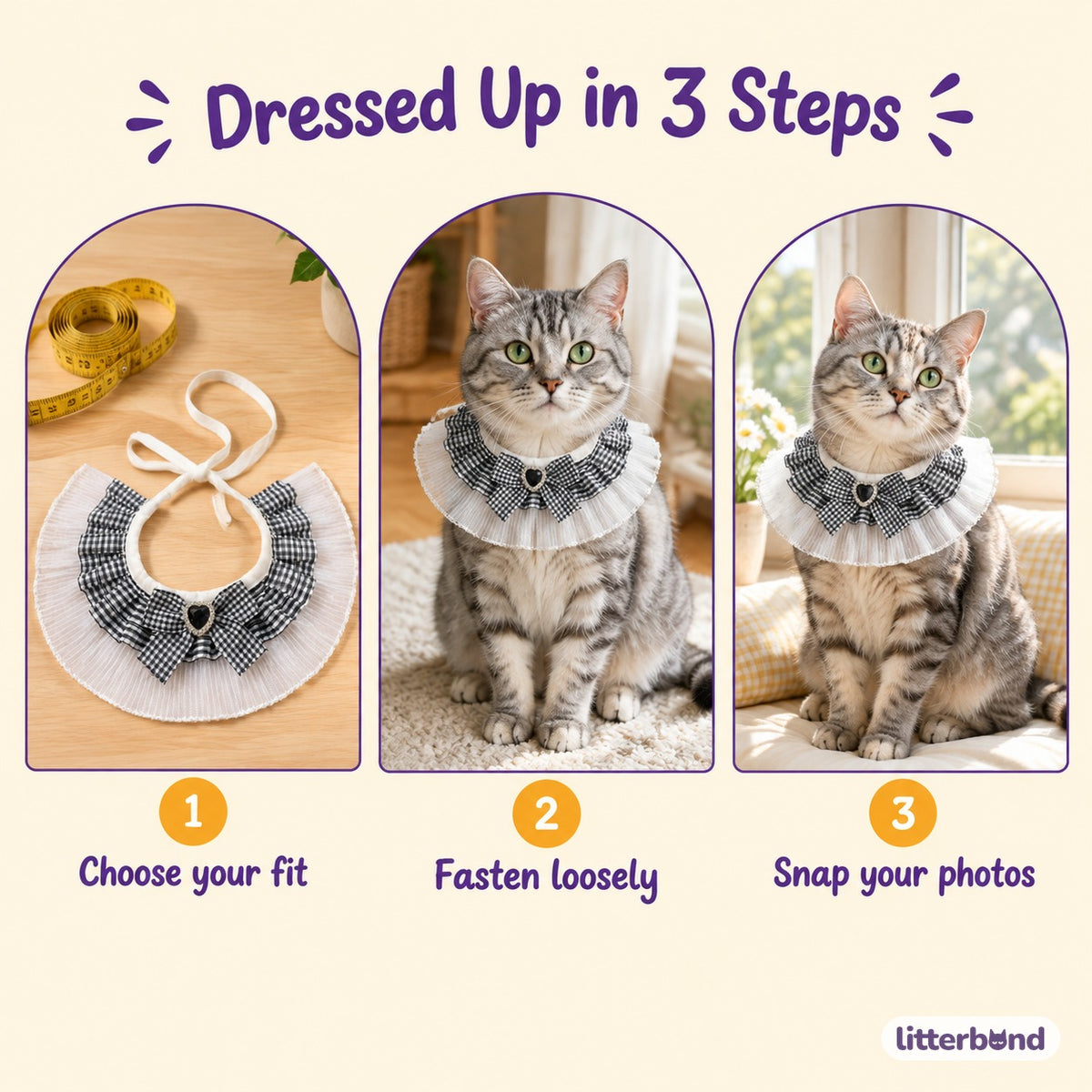 Gingham Heart Bow Ruffle - how to put it on