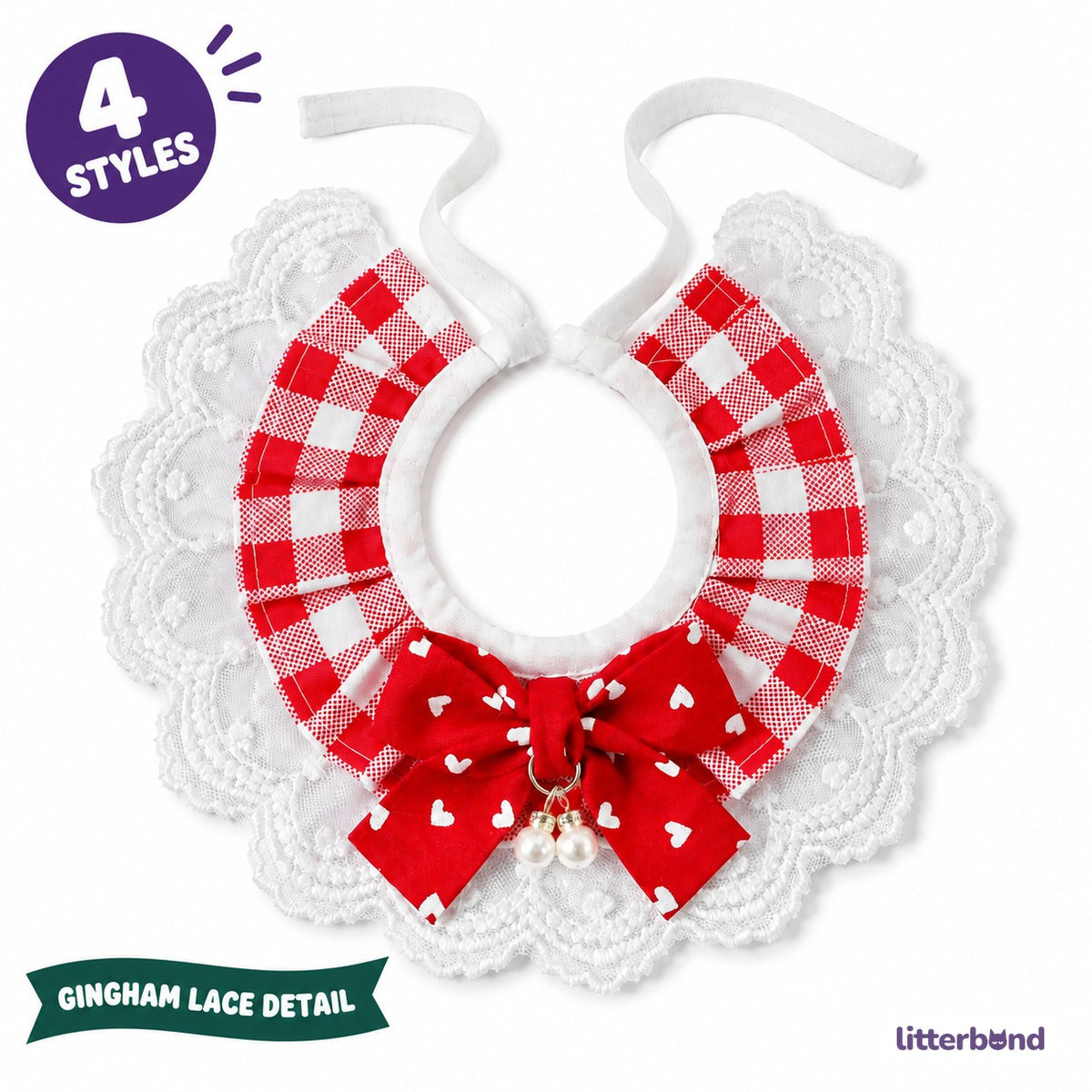 Gingham Pearl Drop Bow Ruffle