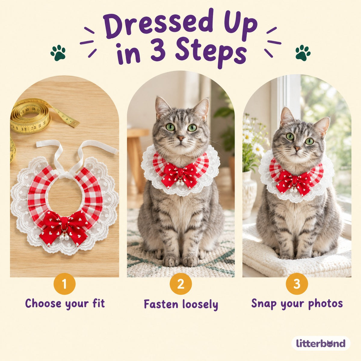 Gingham Pearl Drop Bow Ruffle - how to put it on