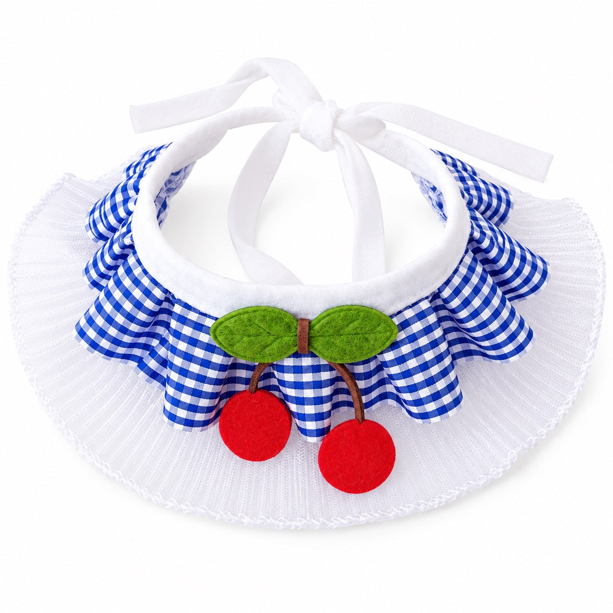 Cherry Gingham Ruffle Collar - Blue Gingham