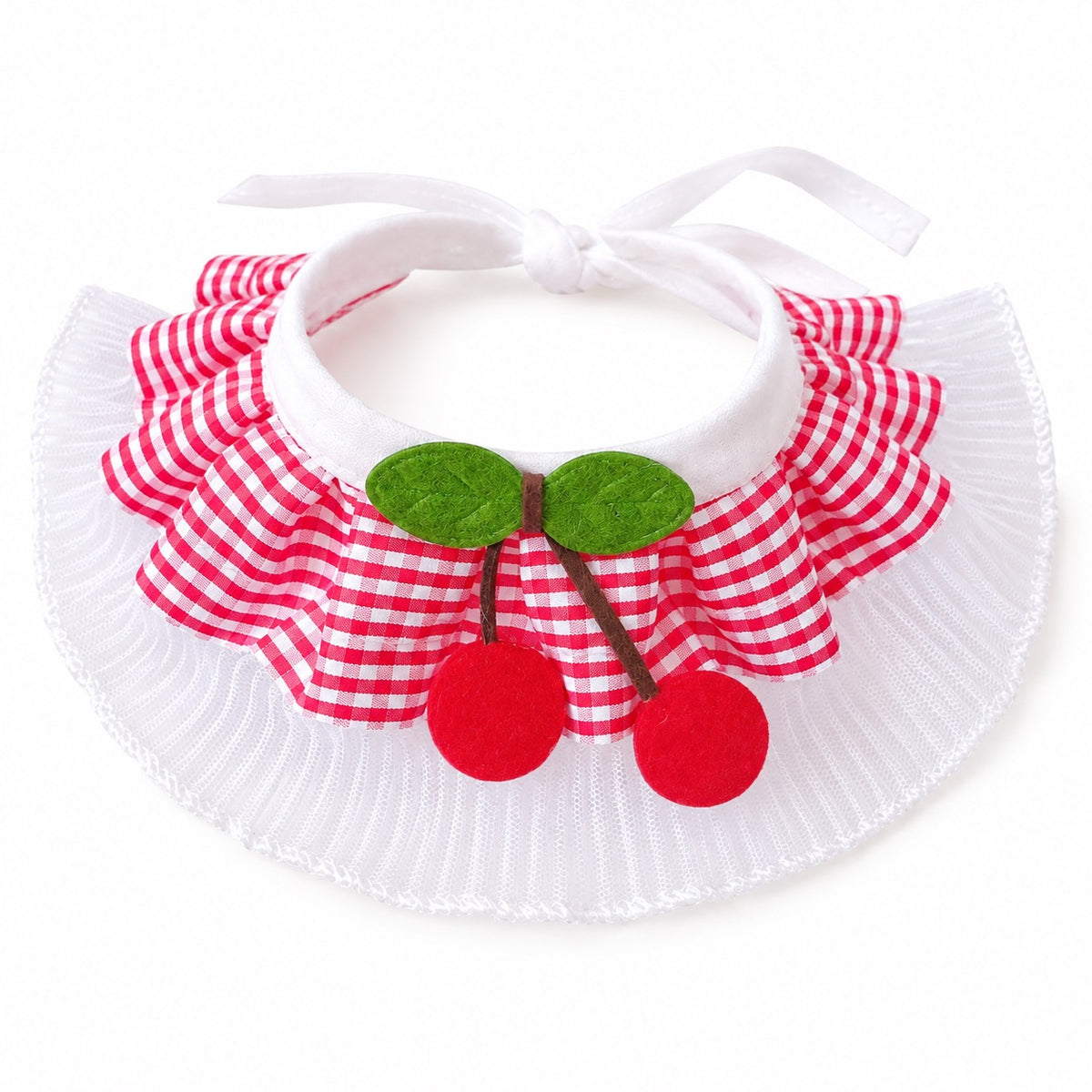 Cherry Gingham Ruffle Collar - Red Gingham