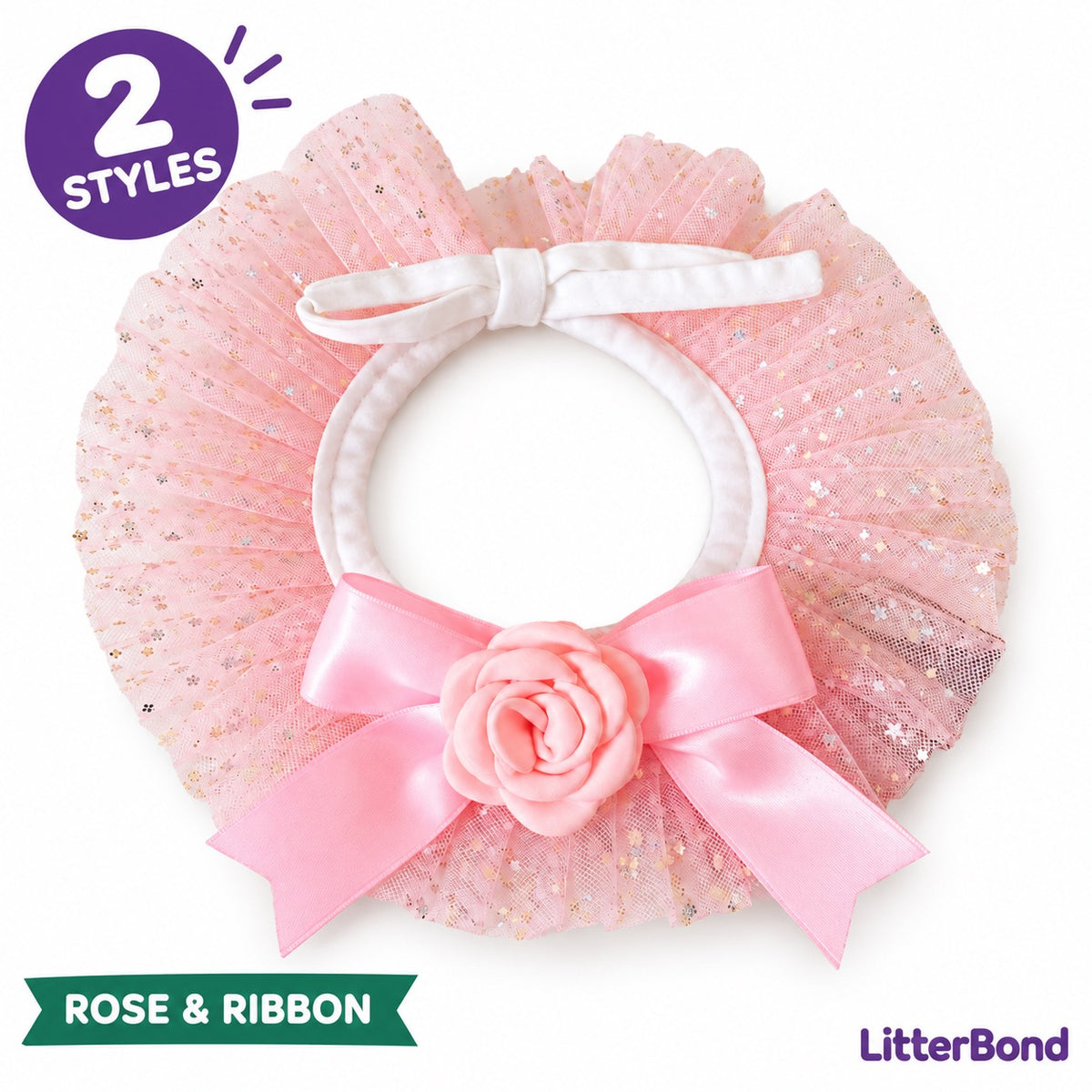 Rose Bow Tulle Collar