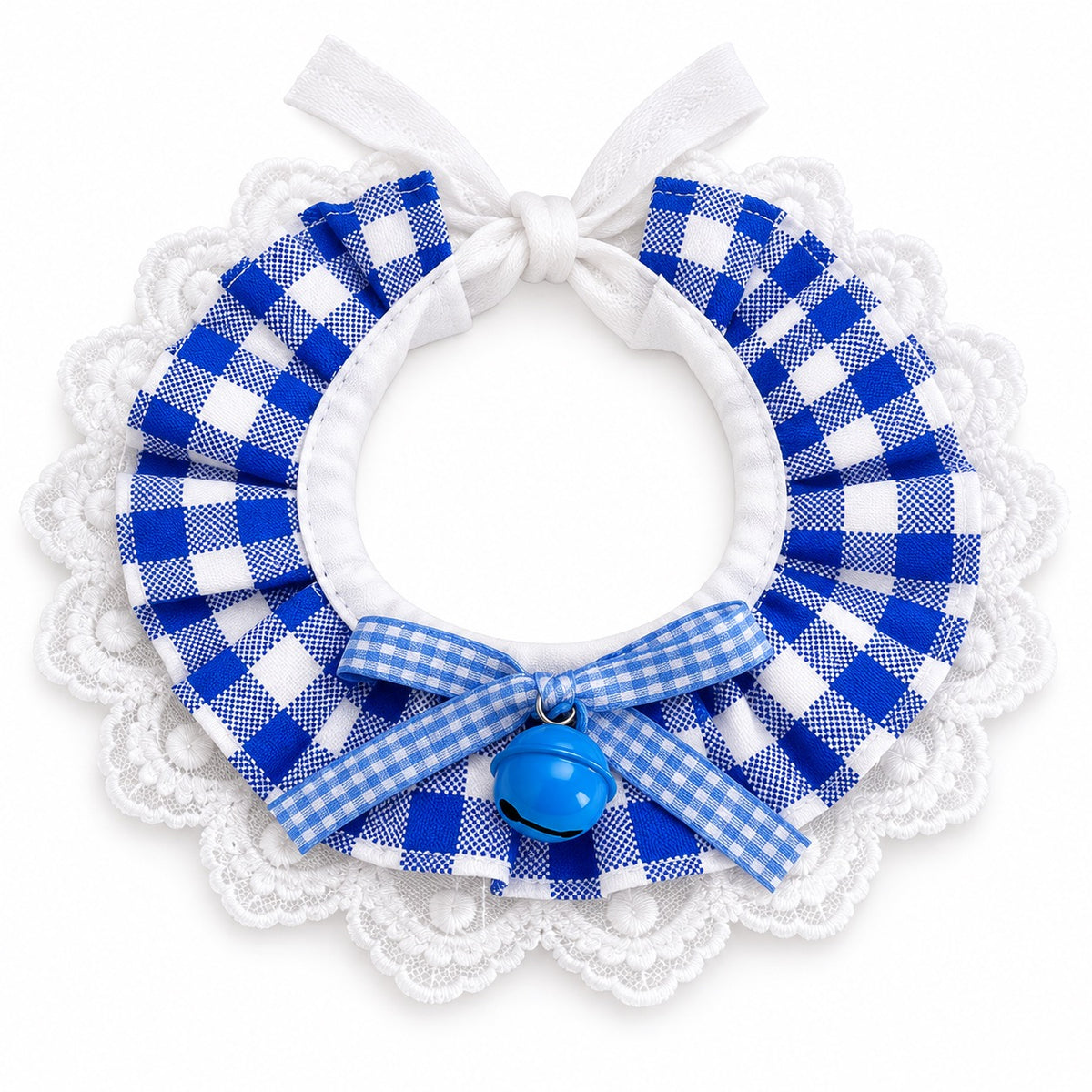 Gingham Bell Ruffle Collar - Blue Gingham