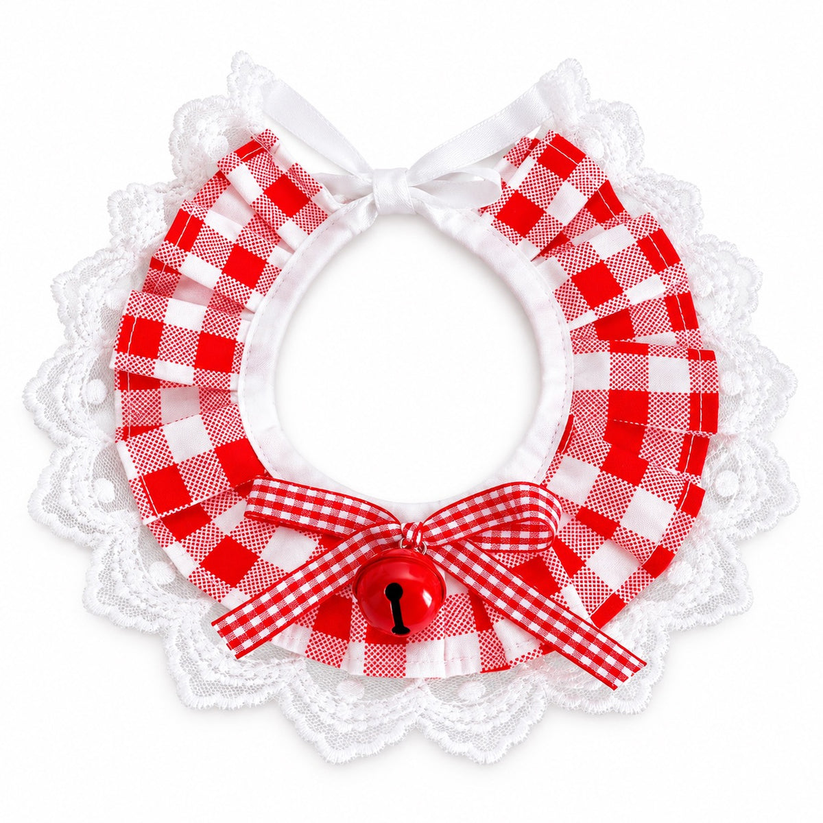 Gingham Bell Ruffle Collar - Red Gingham