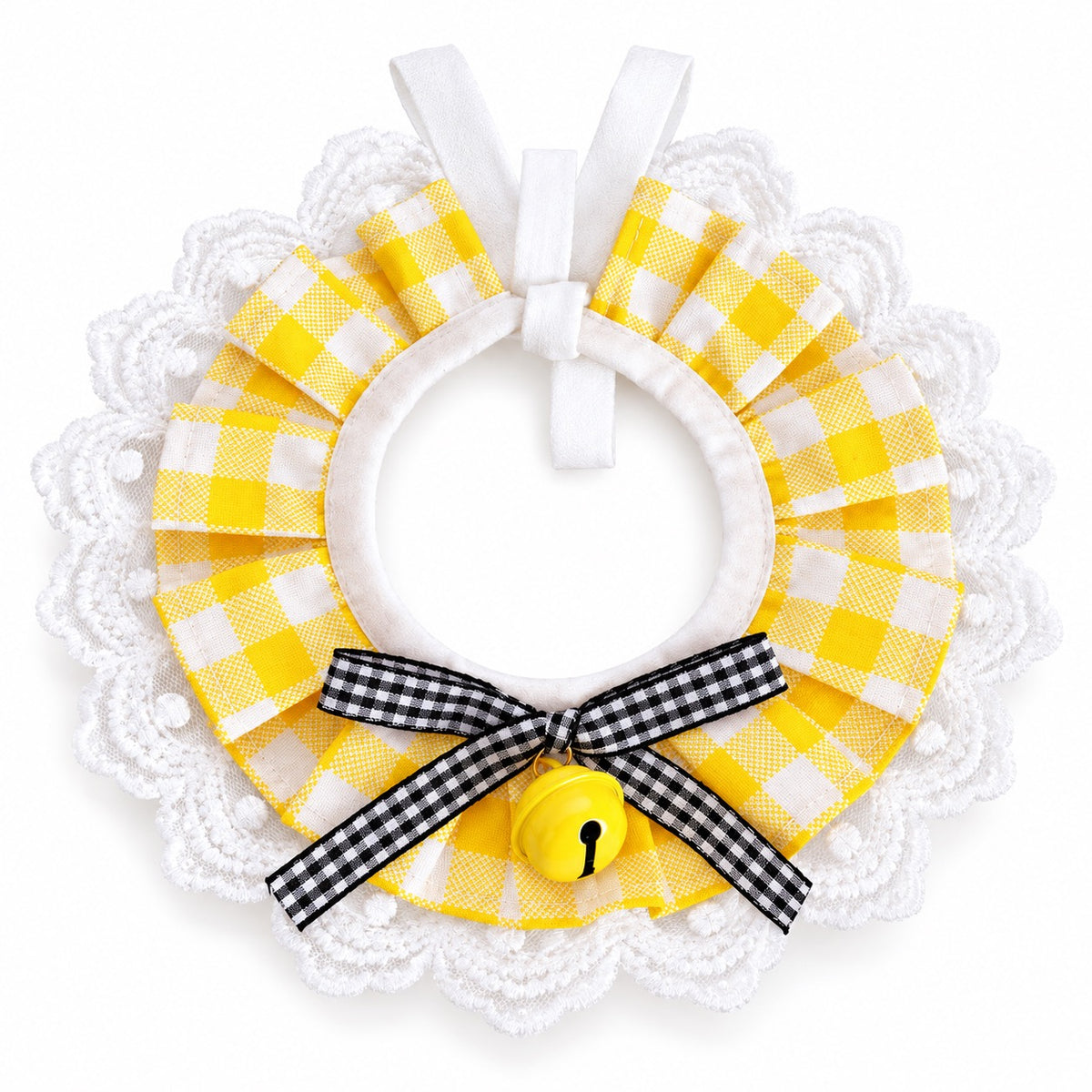 Gingham Bell Ruffle Collar - Yellow Gingham