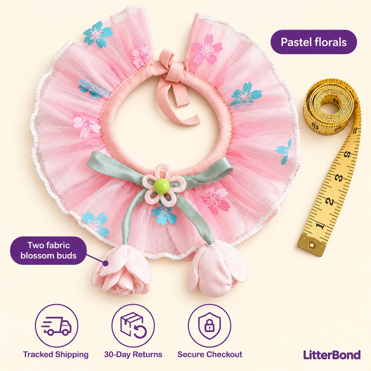 Floral Tulle Blossom Collar - size and details