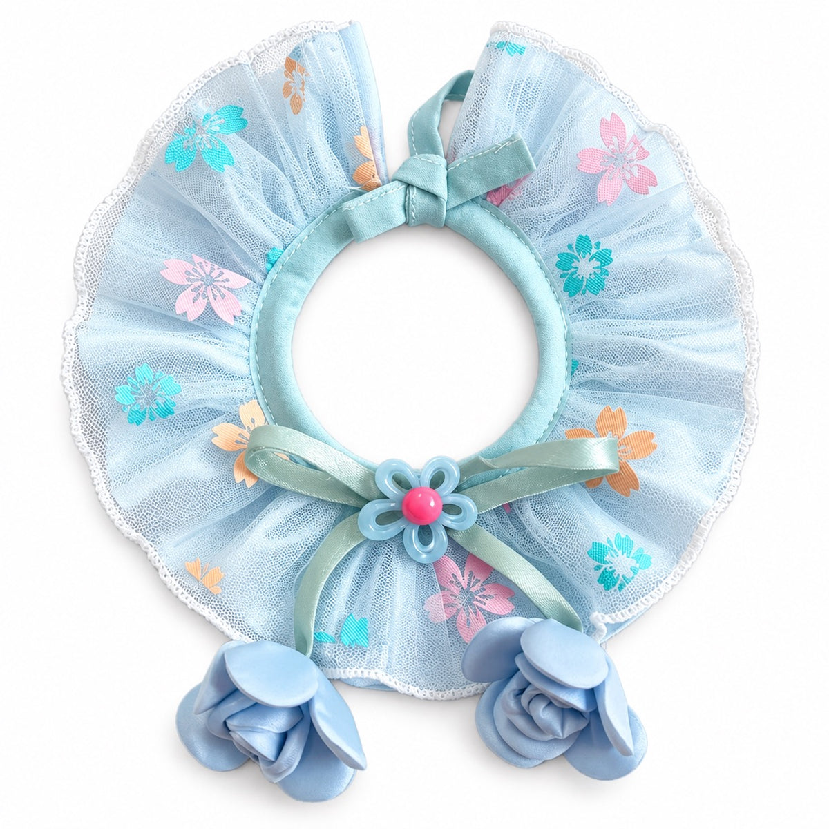 Floral Tulle Blossom Collar - Powder Blue