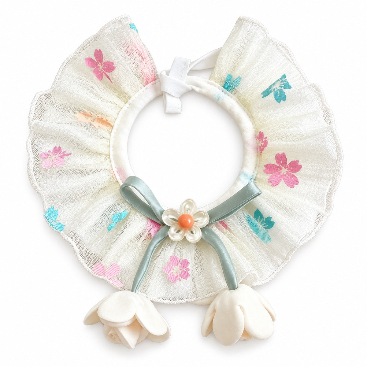 Floral Tulle Blossom Collar - Ivory