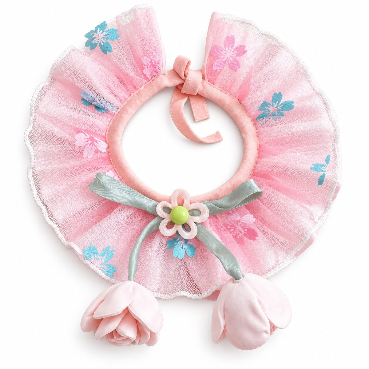 Floral Tulle Blossom Collar - Blush Pink