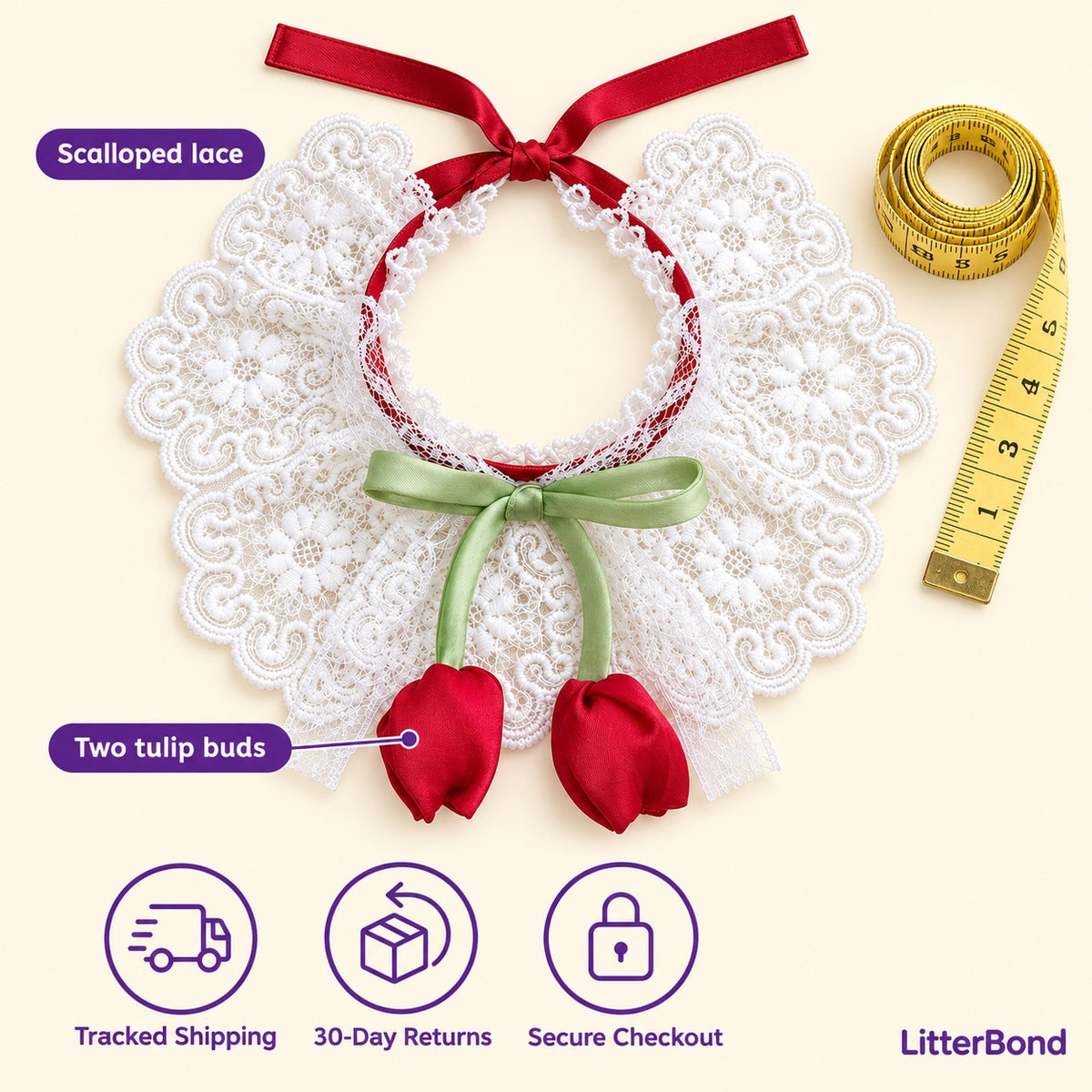 Tulip Lace Neck Ruffle - size and details