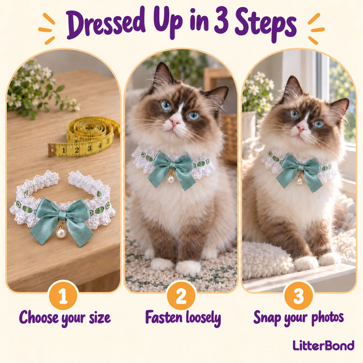 Pearl-Drop Ribbon Bow Lace Collar - how to put it on