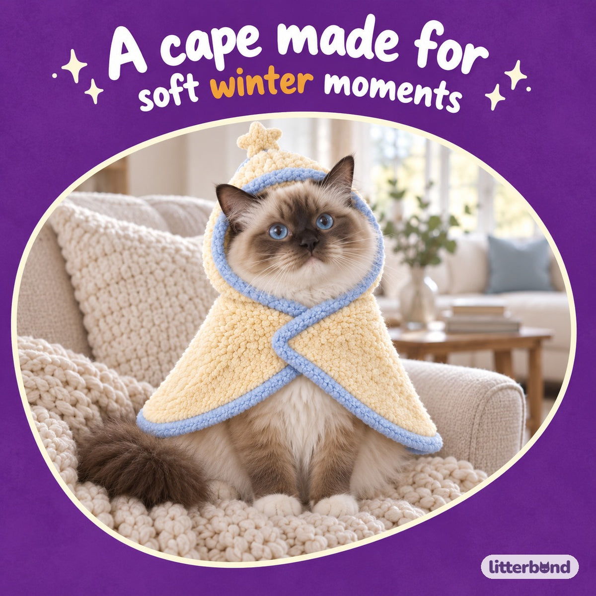 Plush Cat Poncho for Photos on a cat