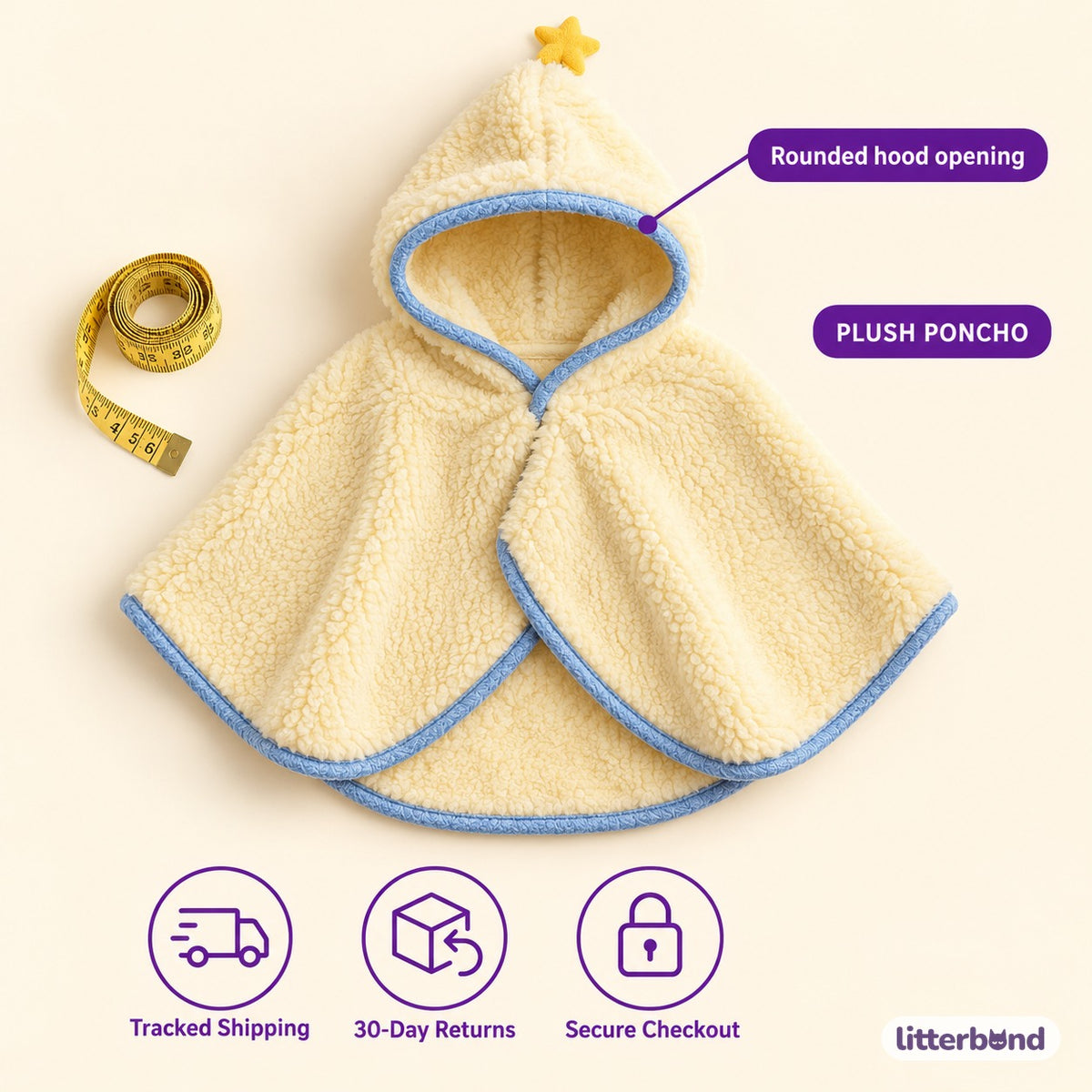Plush Cat Poncho for Photos - size and details