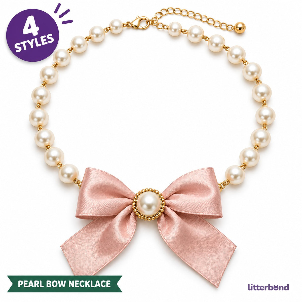 Satin Bow Pearl Necklace